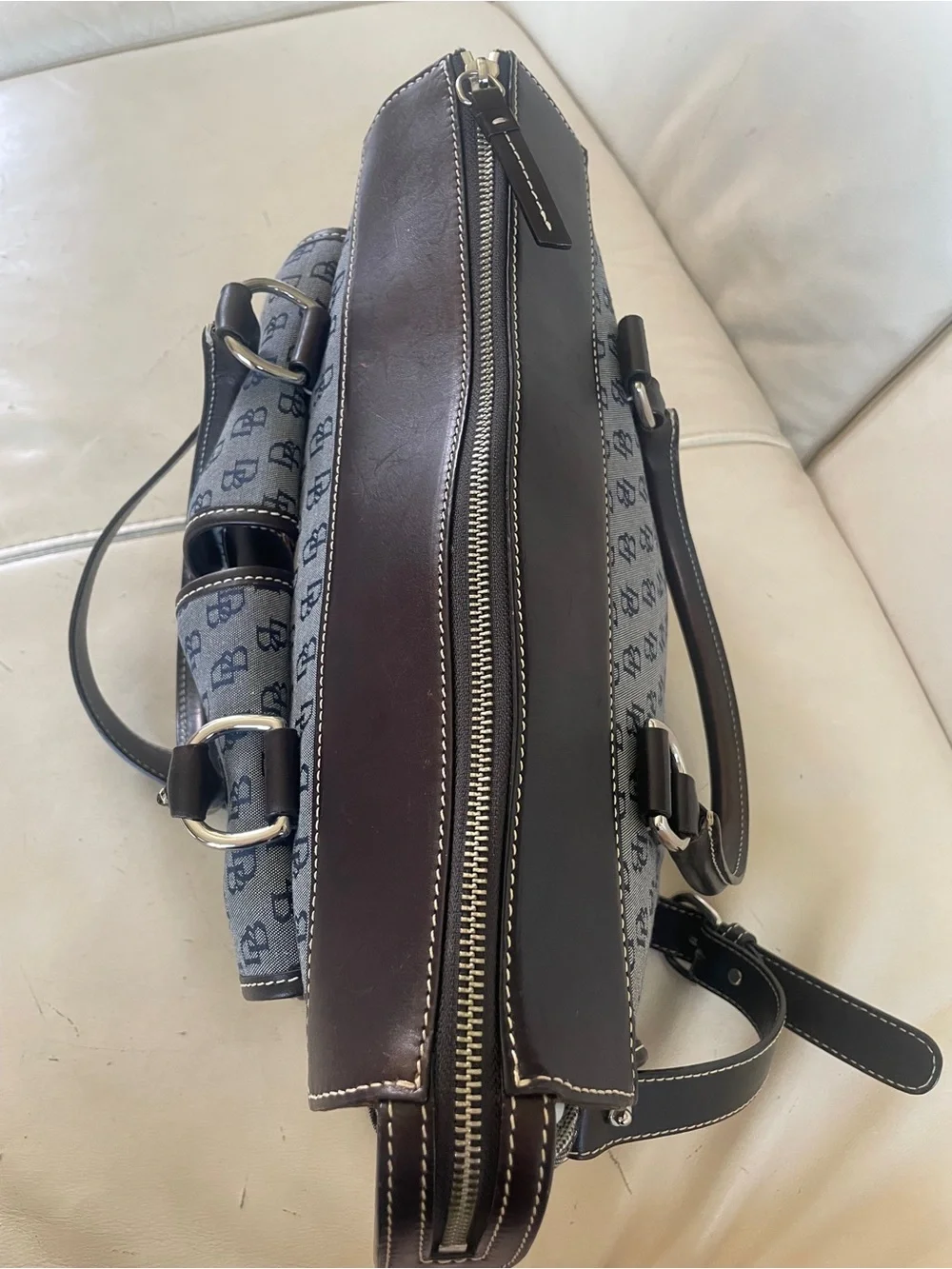 Dooney & Bourke Satchel Bag in Blue and Brown